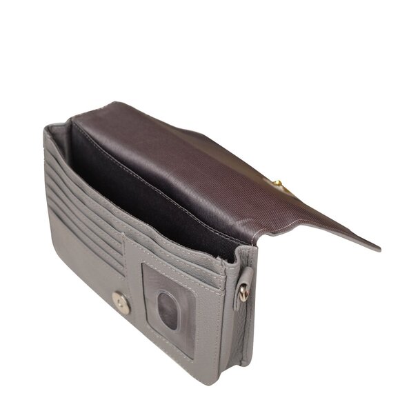 Leather Grey Crossbody Shoulder Bag – Sling Messenger Bag for Work, Daily Use - Picture 5 of 10